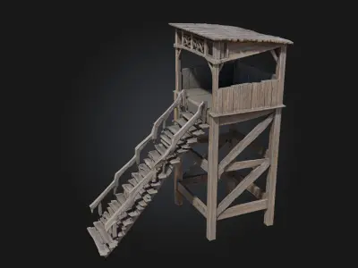 Wooden Watchtower  Rustic Sentinel of the Wilderness 3D model