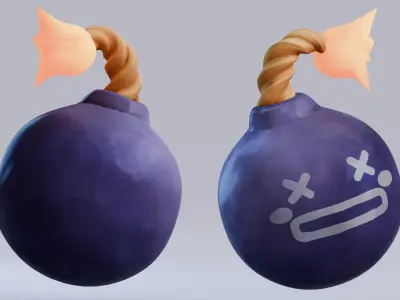 Low Poly - Stylized Game Items - Bomb Low-poly 3D model