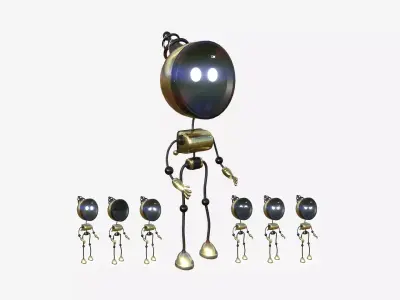 Cute Robot D09 Gold - SciFi Character Design Low-poly 3D model