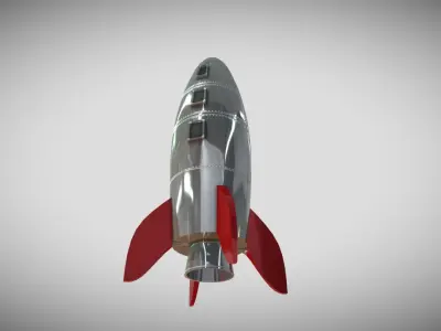 Retro Rocketship Low-poly 3D model