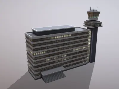 Control Tower EHAM Building Tower Amsterdam Airport Schiphol Low-poly 3D model