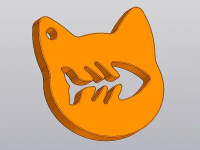 Cat and fish skeleton Keychain Free 3D print model