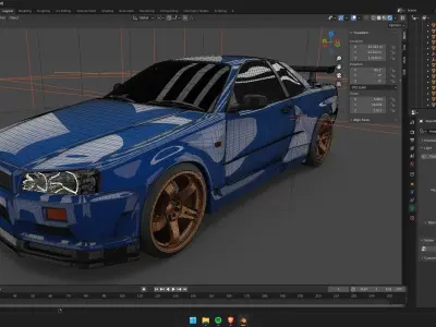 Nissan Skyline R34 - Blue Free 3D model