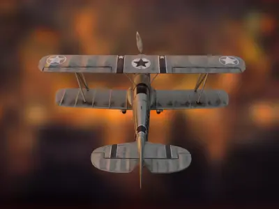 Biplane Avia B-534 with interiors Low-poly 3D model