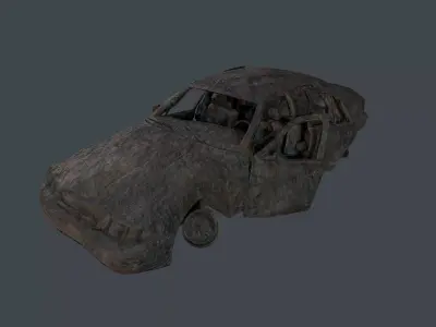 Apocalyptic Damaged Destroyed Vehicle Car Game Ready 25 Low-poly 3D model