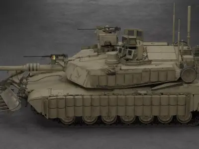 Tank M1A2 SEP2 With Mine Trawl 3D Model 3D model