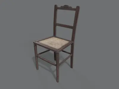 wooden chair 17th cenury Low-poly 3D model