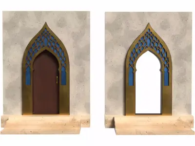 Mughal Inspired Door and Archway Set Low-poly 3D model