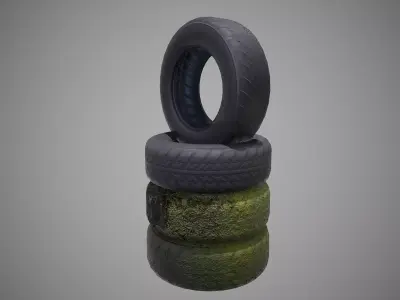 Low poly explosive Tires pack PBR Game-ready Low-poly 3D model