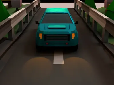 Pickup in the forest Low-poly 3D model