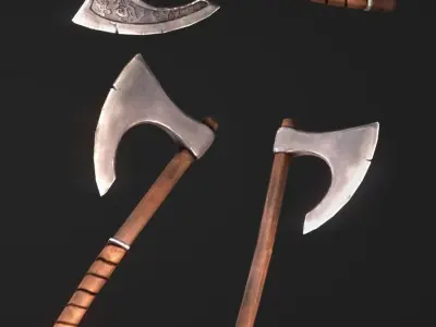 GameReady Medieval Viking Axe Pack Low-poly 3D model