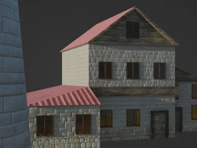 Coastal Lighthouse - Village Set Low-poly 3D model