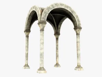 Column three arches Low-poly 3D model