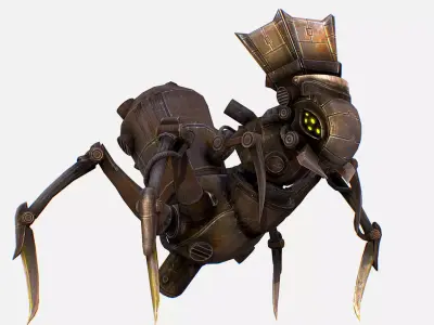 Arthropod Metal Crab Insect Robot Game Character Low-poly 3D model