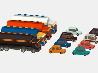 Isometric style commercial vehicle tank 3d model Low-poly 3D model
