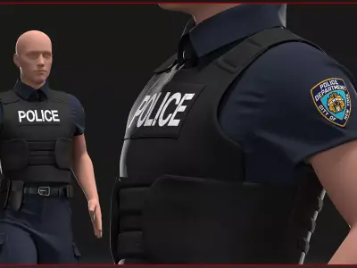 male police uniform with texture 3D model
