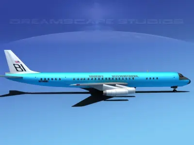 Douglas DC-8-63 Braniff International 3D model