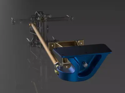 P-51D Mustang Rudder Lower Hinge and Connecting Control Rod 3D print model