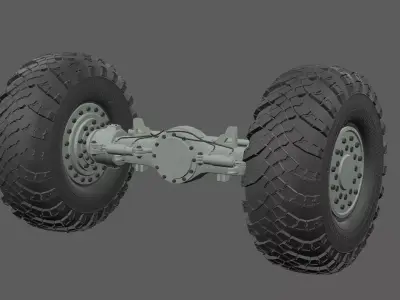 Bus Or Truck Back Part Wheel Set 3D Model Low-poly 3D model