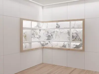 Minimal Office white wood Free 3D model