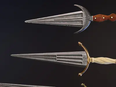 Cinquedea Daggers Low-poly 3D model