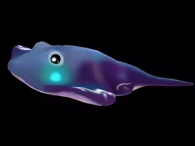 stingray fish with glowing eyes Low-poly 3D model