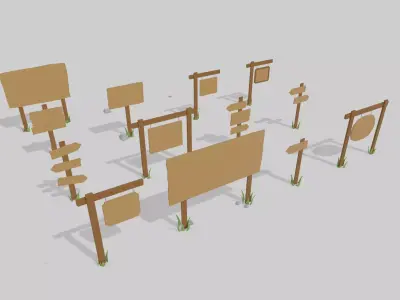 Lowpoly Wood Signs Free low-poly 3D model