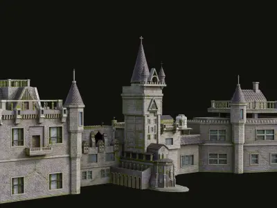 Old Haunted Castle PBR Unity Unreal Engine Textures Included Low-poly 3D model