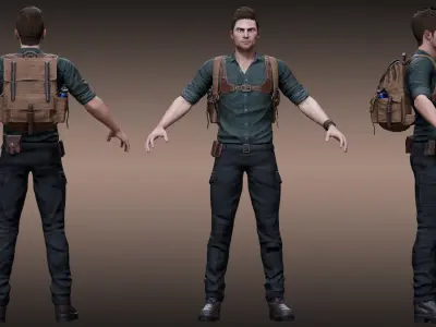 Male Survivor Low-poly 3D model