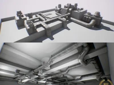 ultimate air ducts modular system 60 elements lowpoly Low-poly 3D model