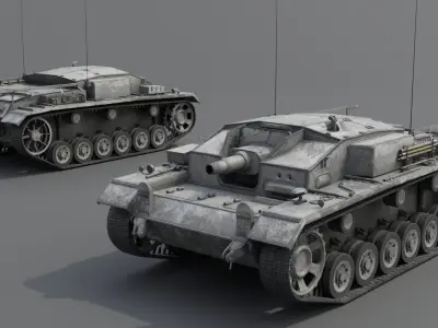 StuG III E Assault Gun Low-poly 3D model