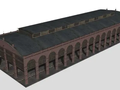 Railroad station Low-poly 3D model