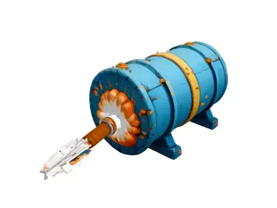 Stylized Cartoon Firing Cannon Low-poly 3D model