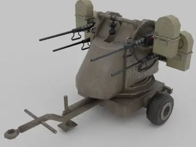 M45 Quadmount meat chopper AA Gun Low-poly 3D model