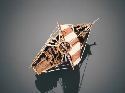 Cog ship Low-poly 3D model