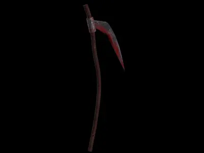 Medieval Scythe Game Ready Low Poly 3D Model Low-poly 3D model