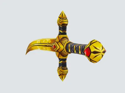 Golden Ritual Dagger Short Sword Leather Hilt Lowpoly Weapon Low-poly 3D model