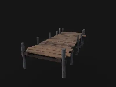 Old Wooden Row Boat Dock Low Poly Game Ready Low-poly 3D model