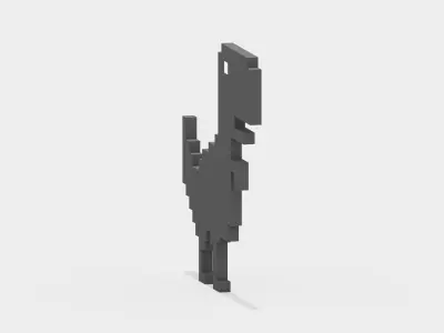 Pixel Google Chrome Dinosaur  Low-poly 3D model