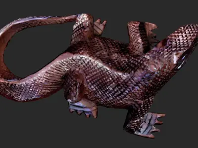 Wooden Komodo Dragon 3D model