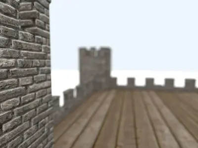 Medieval fortress interior and exterior 3D model