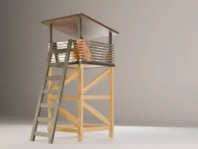 Sniper Tower- Military Watchtower Low-poly 3D model