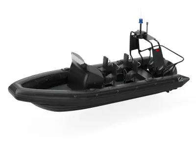 Military inflatable Patrol boat Zodiac with Mercury 3D model