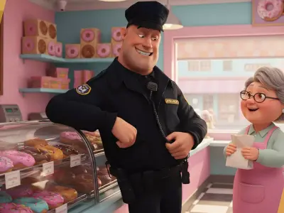 Rigged Police Officer Toon Character Toon Cop Low-poly 3D model