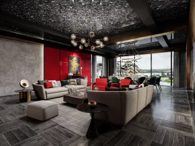 restaurant modern living room with accents 3D model