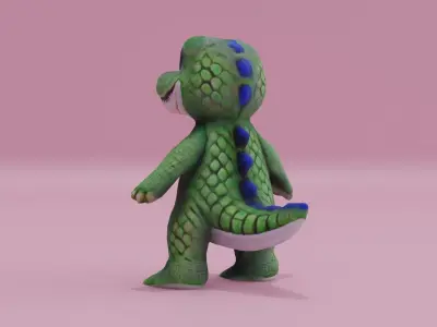 Alligator Character A-pose Crocodile Free low-poly 3D model
