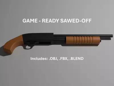 GAME READY SHOTGUN SAWED OFF Free low-poly 3D model