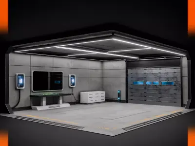 Futuristic Sci-Fi Control Room Free low-poly 3D model