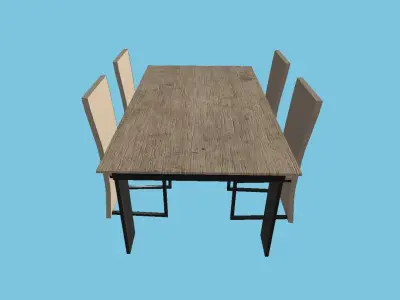 Black Wood Dinning Table - Furniture Interior Design Free low-poly 3D model