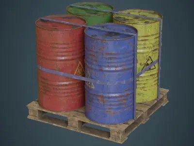 Barrel 1B Low-poly 3D model